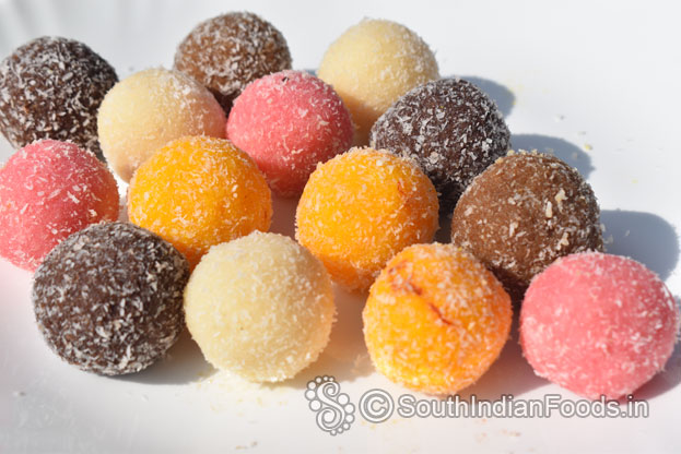 5 Flavored coconut ladoo