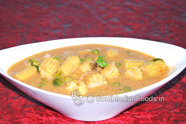 Baby corn masala gravy