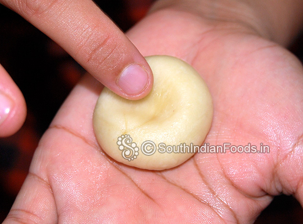 Take lemon size ball then press in the middle