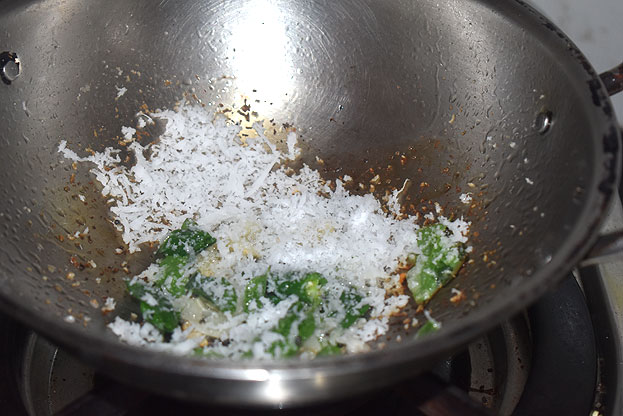 Add coconut, asafoetida