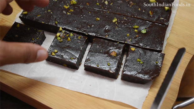 Chocolate jaggery Mysore pak step 26