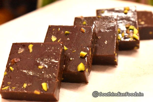 Chocolate jaggery Mysore pak step 30
