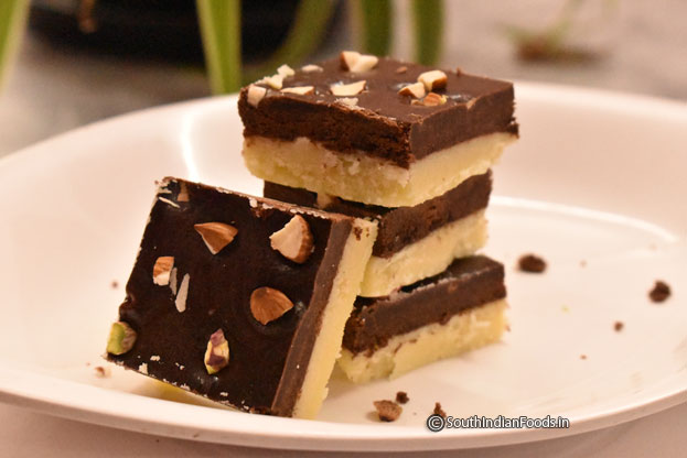 Chocolate vanilla burfi step 30
