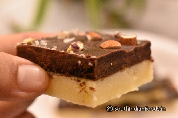 Chocolate vanilla burfi step 33