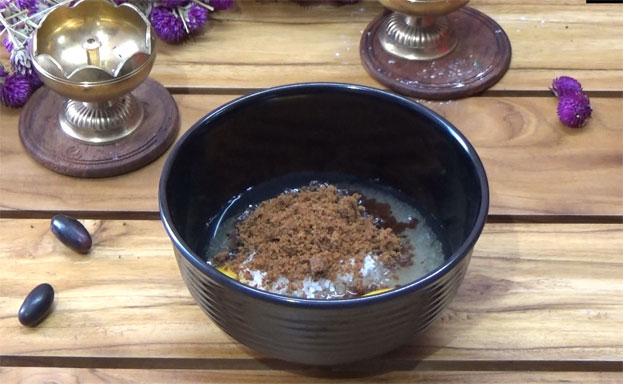 Add white sugar & jaggery / brown sugar