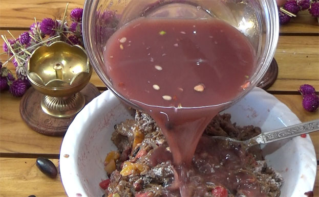 Add remaining soaked orange grape juice
