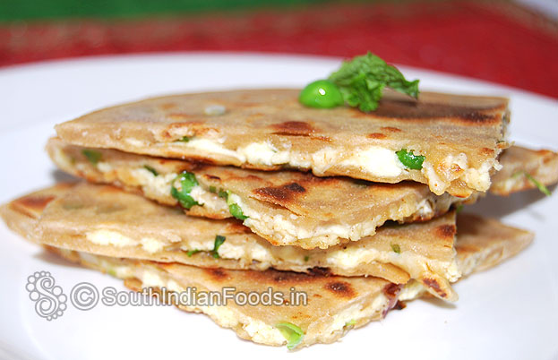 Paneer green peas stuffed paratha