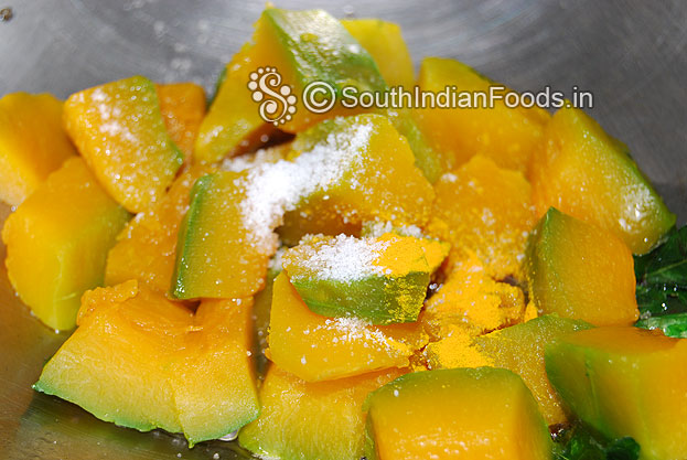 Add turmeric powder & salt saute gently