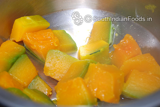 Yellow pumpkin perfectly cooked & keep it aside