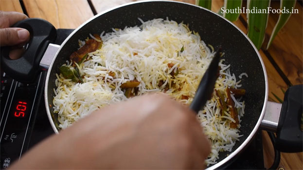 Homemade vangi bath rice step 11