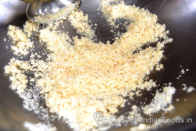Heat ghee add rava saute