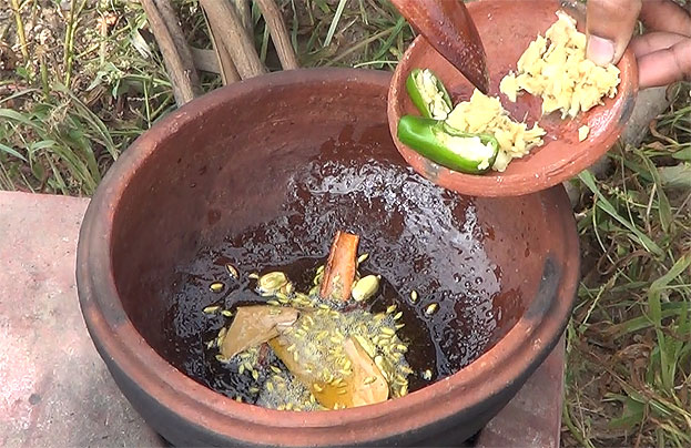 Add ginger, garlic, green chilli