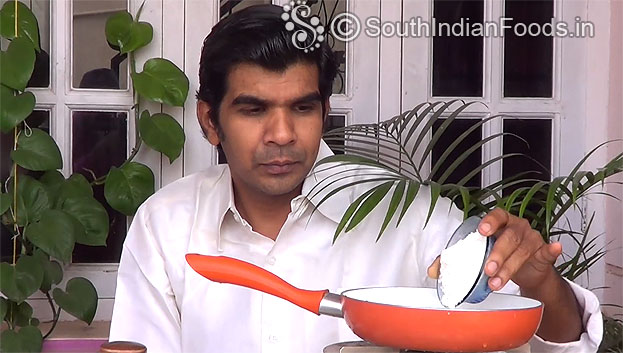 Add rice flour in a pan