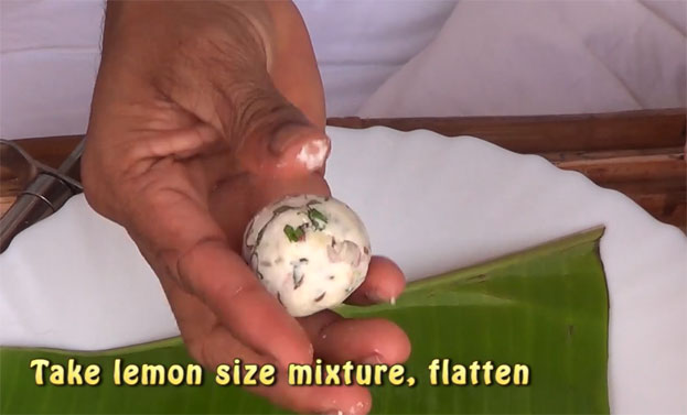 Take lemon size ball, then flatten