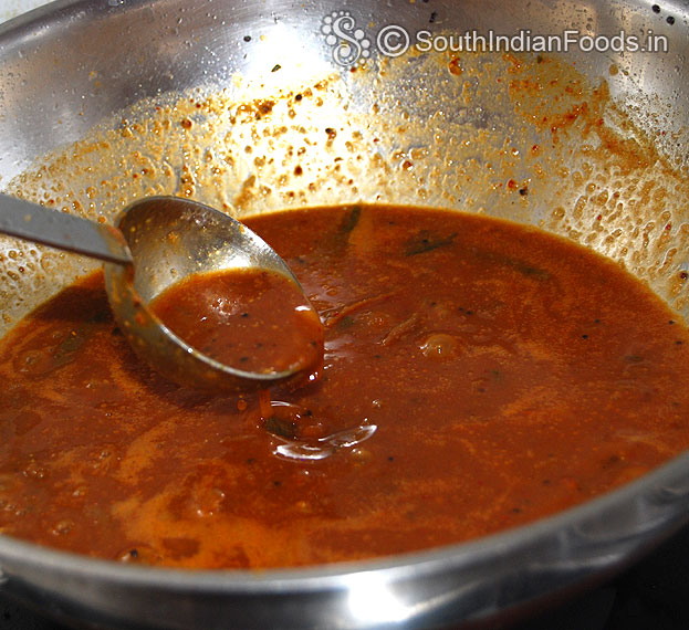 Vathal kuzhambu is ready, cut off heat