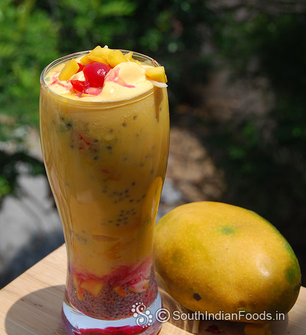 Mango falooda with nuts & ice cream