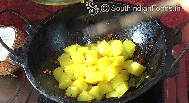 Add boiled potatoes, saute well