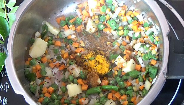 Add red chilli powder & turmeric powder