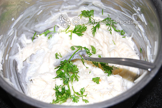 Add chopped coriander leaves