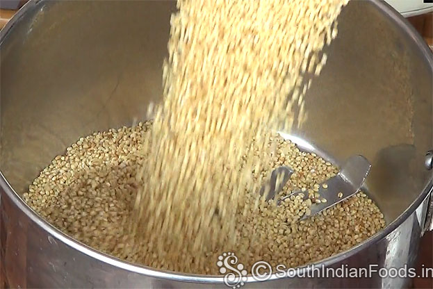 Put roasted thinai rice, coarsely grind