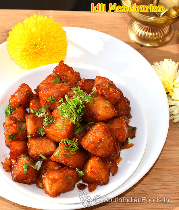 Homemade idli mancurian