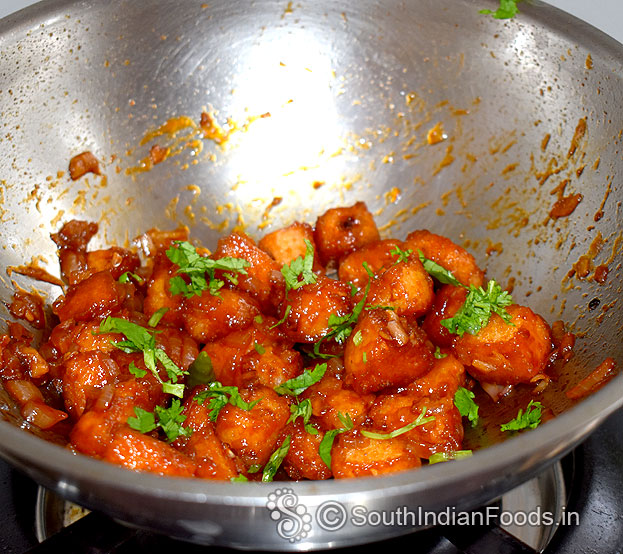 Add coriander leaves or spring onion