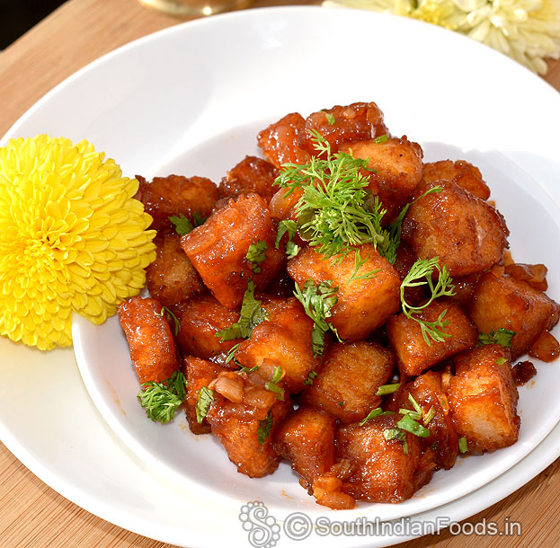 Crispy and mild spicy idli manchurian
