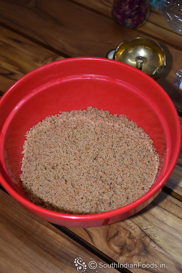 In a bowl add ground brown bread