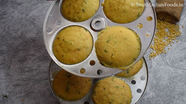 Spongy moong dal idli step 27