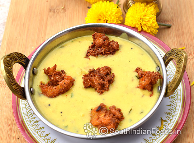 Kadhi pakora with leftover semiya pakoda