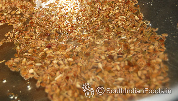 Add carom seeds/ omam in hot water then leave it for 15 min