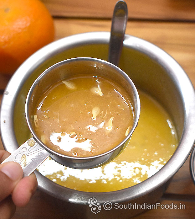 Strain & add without orange seeds