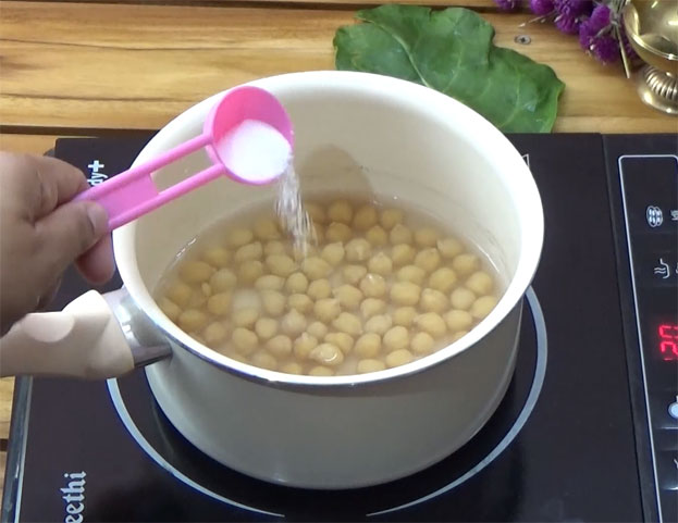 Boil chickpeas with salt