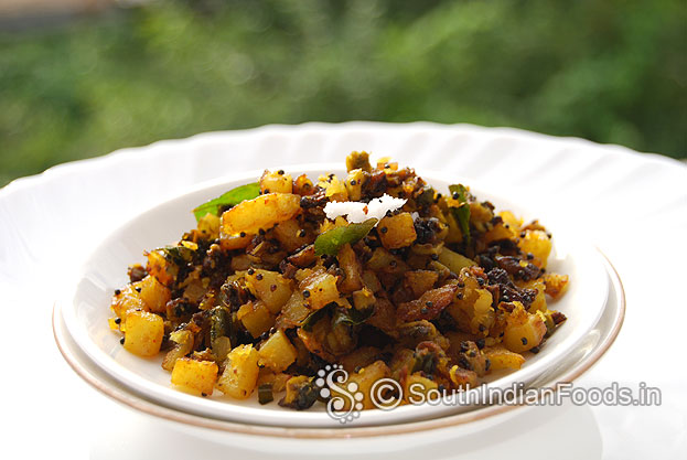 Bitter gourd potato varuval