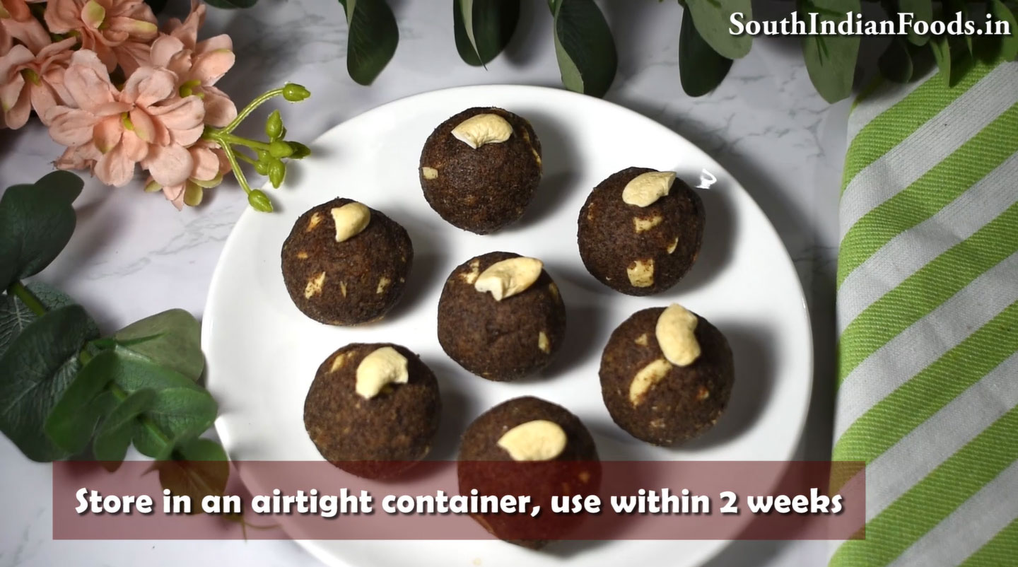Ragi jaggery ladoo step 17