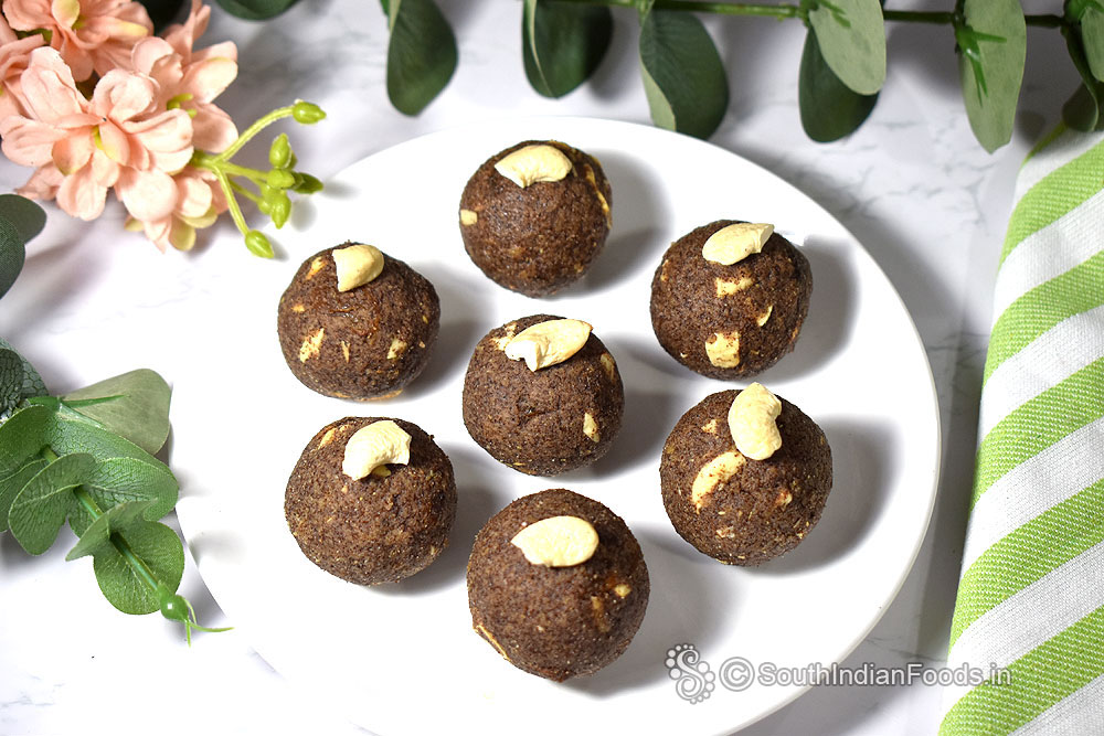 Ragi jaggery ladoo step 17