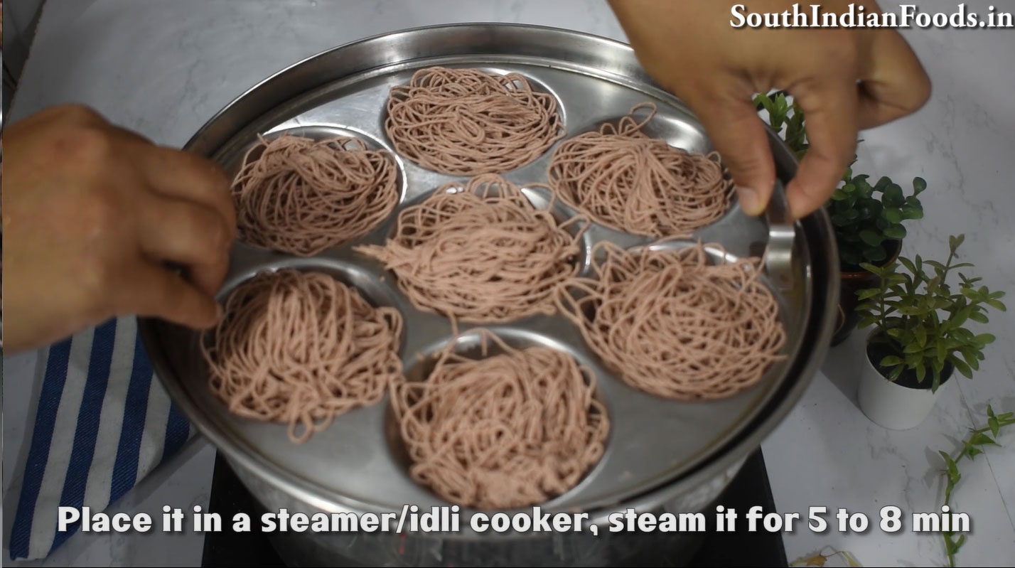Red rice idiyappam & salna step