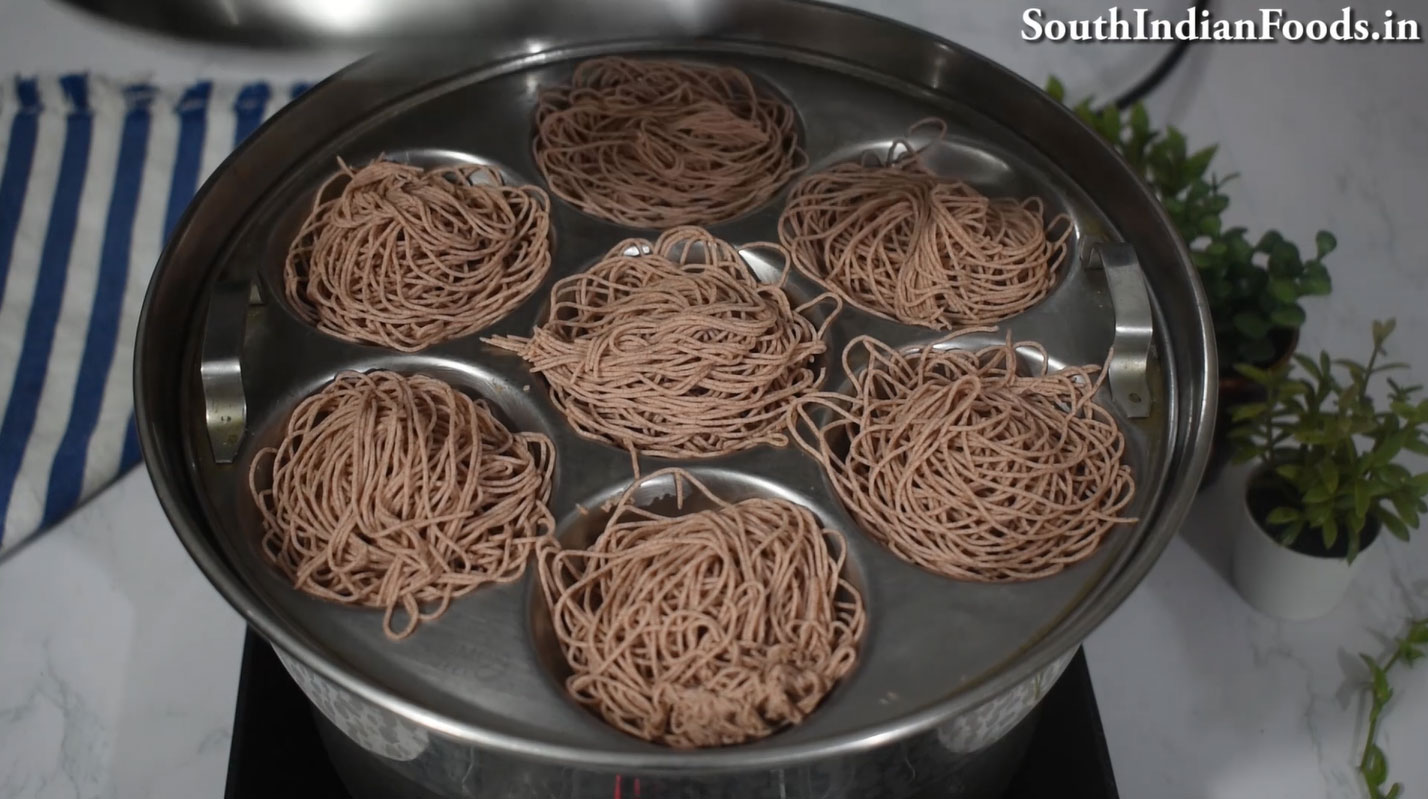 Red rice idiyappam & salna step
