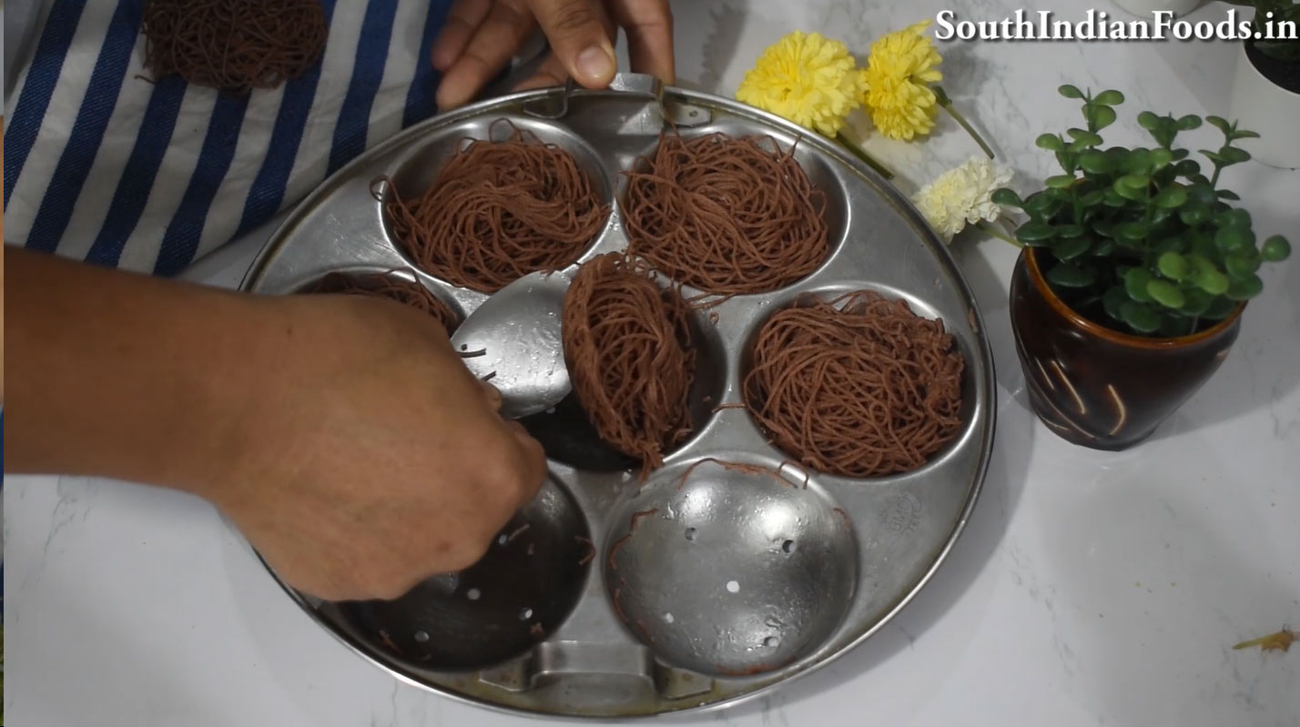 Red rice idiyappam & salna step