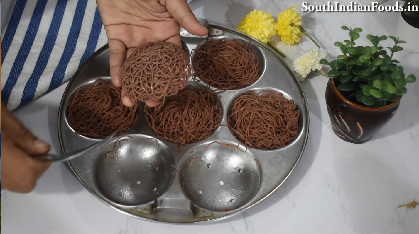 Red rice idiyappam & salna step