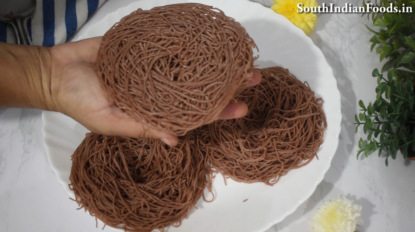 Red rice idiyappam & salna step