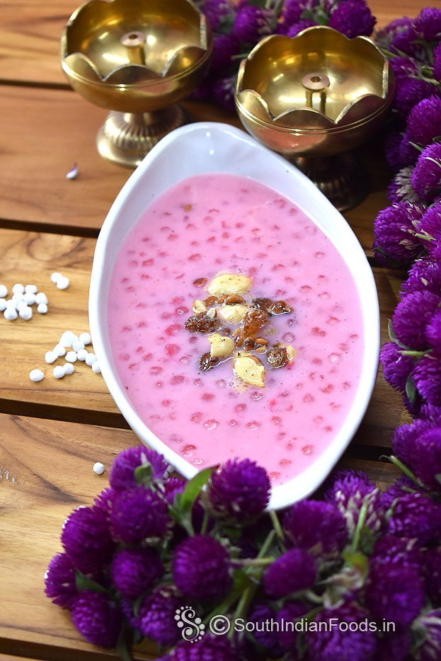 Delicious sago payasam ready, serve hot or cold