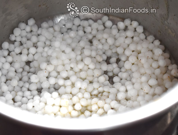 Add 1 tbsp ghee, add sago roast for a min