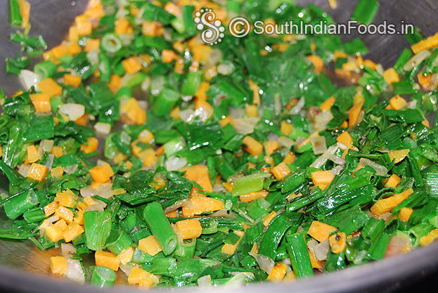 Add spring onion saute