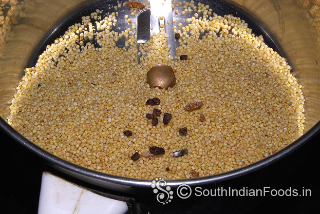 Add thinai cardamom seeds finely grind