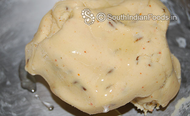 Thinai murukku dough is ready, pour 1 tbsp oil & knead it again