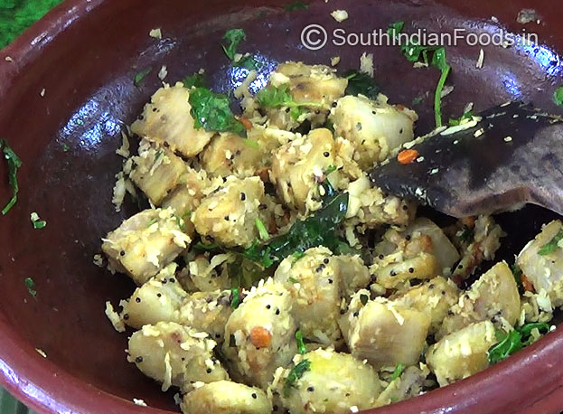 Add coconut, coriander leaves ,cut off heat