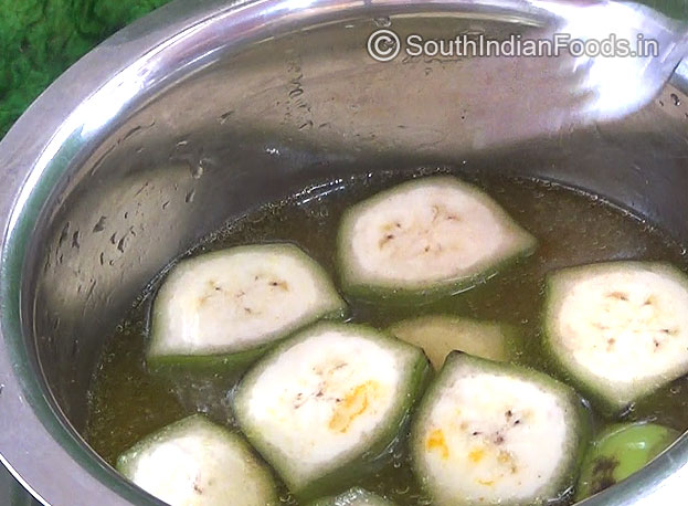 Boil raw banana till soft[8 min]