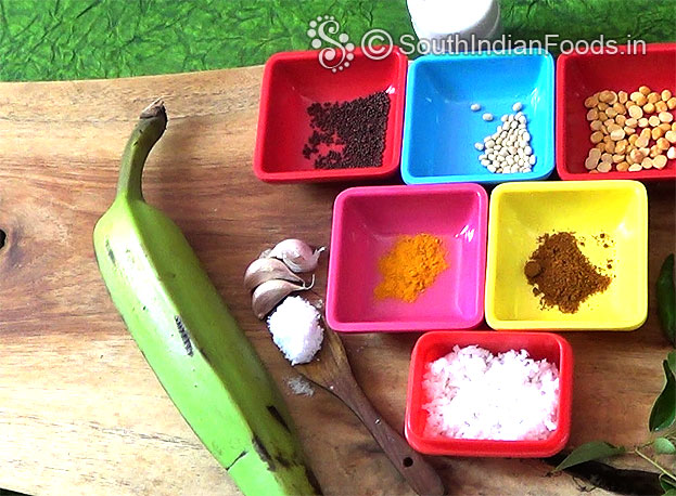 Raw banana stir fry ingredients