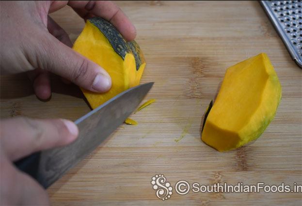 Yellow pumpkin jaggery halwa step 2